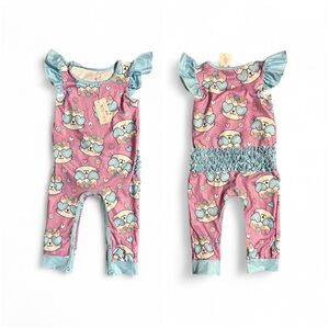 **NWT**Pete + Lucy Cat Pink and Blue Ruffle Baby Romper